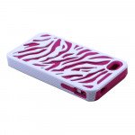 Wholesale iPhone 4 4S Zebra Hybrid Case (White-Pink)